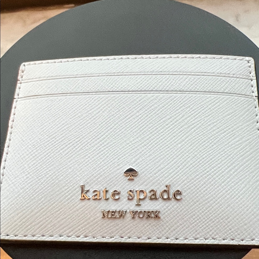 kate spade white and gold card holder